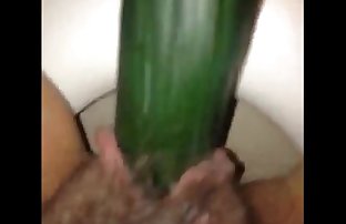 chinese fuck herself with cucumber