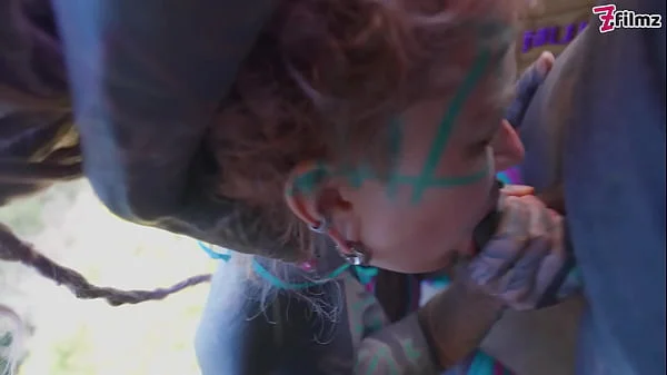 Naughty couple having wild sex in nature and in their camper