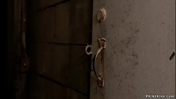 Blonde is tied and anal fucked in bar