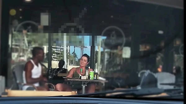 Cheating Wife #4 Part 3 - Hubby films me outside a cafe Upskirt Flashing and having an Interracial affair with a Black Man!!!