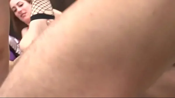 Gorgeous greedy and squirty tall brunette gets her tiny asshole gaped pounded double penetrated and creamed in a gangbang