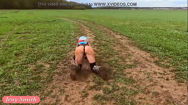Naked woman riding a Dirt Bike