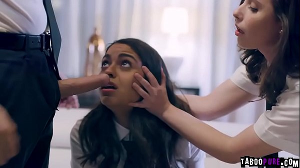 Virgin babe Casey Calvert invited by her classmate Vienna Black and tricked into sex with her stepbro Justin Hunt and started a 3some.