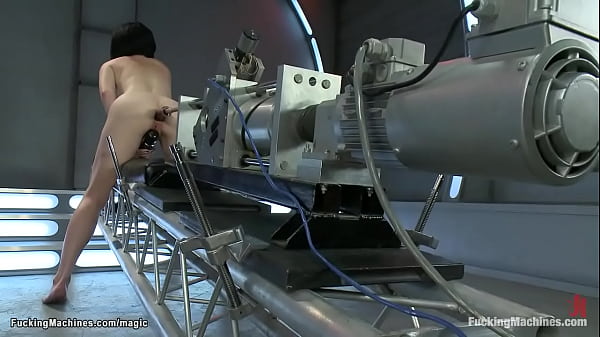 Petite babe fucked by huge machines