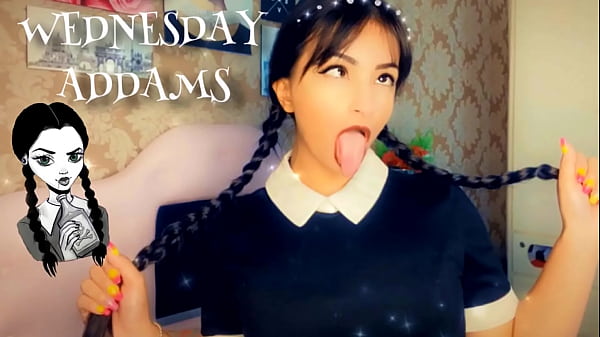 Wandinha Addams Doing Ahegao and Deepthroat - Exxxtra Sloppy Ahegao Deepthroat BJ Wednesday Addams COSPLAY