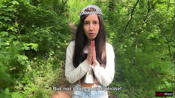 Caught a girl drawing graffiti and fucked her in the forest - Cum in panties