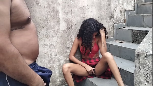 Stepfather catches stepdaughter masturbating on the stairs (anal age play, Baby teen, schoolgirl)